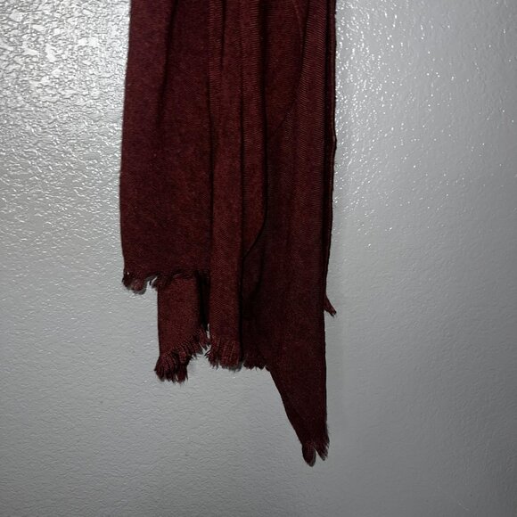 Burgundy Fringe Wrap Scarf Shawl Soft Lightweight Fall Winter Solid - Picture 2 of 4